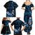 Blue Hafa Adai Guam Family Matching Summer Maxi Dress and Hawaiian Shirt Chamorro Latte Stone Hand With Plumeria