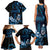 Blue Hafa Adai Guam Family Matching Tank Maxi Dress and Hawaiian Shirt Chamorro Latte Stone Hand With Plumeria