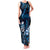 Blue Hafa Adai Guam Family Matching Tank Maxi Dress and Hawaiian Shirt Chamorro Latte Stone Hand With Plumeria
