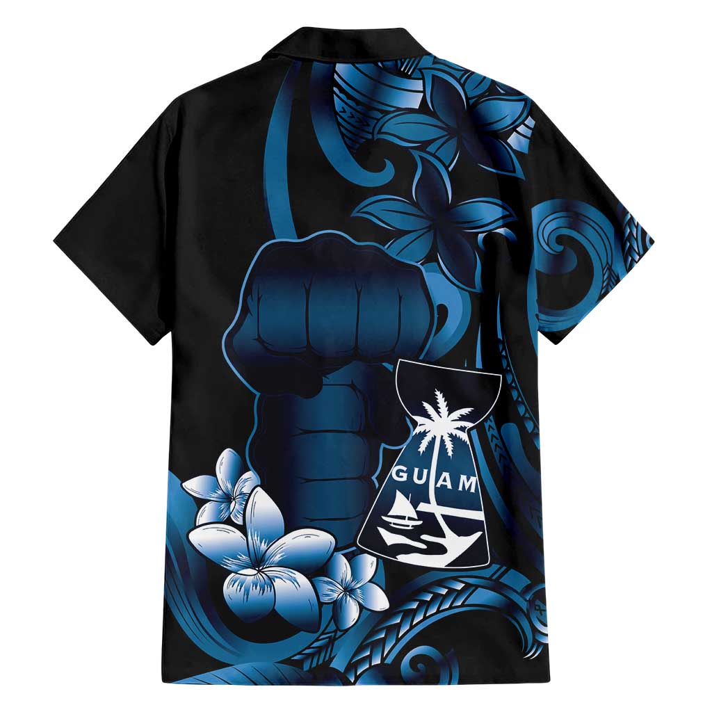 Blue Hafa Adai Guam Hawaiian Shirt Chamorro Latte Stone Hand With Plumeria LT14 - Polynesian Pride