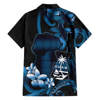 Blue Hafa Adai Guam Hawaiian Shirt Chamorro Latte Stone Hand With Plumeria LT14 - Polynesian Pride