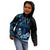 Blue Hafa Adai Guam Kid Hoodie Chamorro Latte Stone Hand With Plumeria