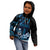 Blue Hafa Adai Guam Kid Hoodie Chamorro Latte Stone Hand With Plumeria