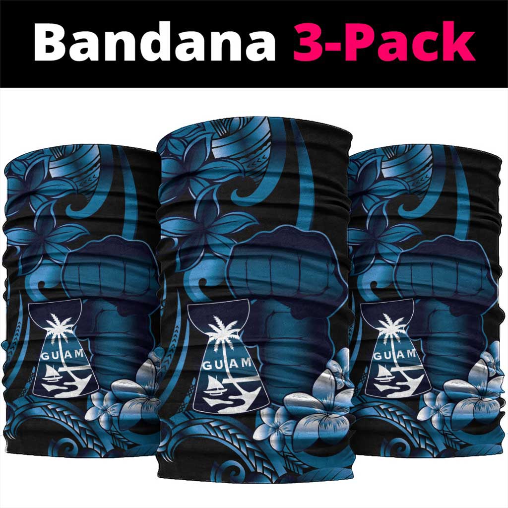 Blue Hafa Adai Guam Neck Gaiter Chamorro Latte Stone Hand With Plumeria - Polynesian Pride