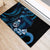 Blue Hafa Adai Guam Rubber Doormat Chamorro Latte Stone Hand With Plumeria