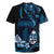 Blue Hafa Adai Guam Rugby Jersey Chamorro Latte Stone Hand With Plumeria