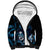 Blue Hafa Adai Guam Sherpa Hoodie Chamorro Latte Stone Hand With Plumeria