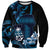 Blue Hafa Adai Guam Sweatshirt Chamorro Latte Stone Hand With Plumeria