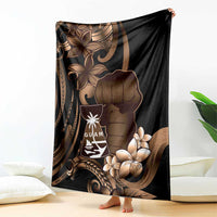 Brown Hafa Adai Guam Blanket Chamorro Latte Stone Hand With Plumeria