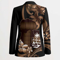 Brown Hafa Adai Guam Blazer Chamorro Latte Stone Hand With Plumeria - Polynesian Pride