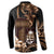 Brown Hafa Adai Guam Button Sweatshirt Chamorro Latte Stone Hand With Plumeria
