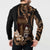 Brown Hafa Adai Guam Button Sweatshirt Chamorro Latte Stone Hand With Plumeria