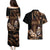 Brown Hafa Adai Guam Couples Matching Puletasi and Hawaiian Shirt Chamorro Latte Stone Hand With Plumeria