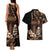 Brown Hafa Adai Guam Couples Matching Tank Maxi Dress and Hawaiian Shirt Chamorro Latte Stone Hand With Plumeria