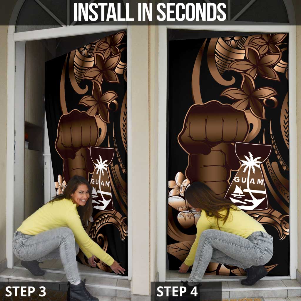 Brown Hafa Adai Guam Door Cover Chamorro Latte Stone Hand With Plumeria - Polynesian Pride