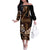 Brown Hafa Adai Guam Family Matching Off The Shoulder Long Sleeve Dress and Hawaiian Shirt Chamorro Latte Stone Hand With Plumeria