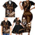 Brown Hafa Adai Guam Family Matching Short Sleeve Bodycon Dress and Hawaiian Shirt Chamorro Latte Stone Hand With Plumeria