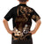 Brown Hafa Adai Guam Family Matching Summer Maxi Dress and Hawaiian Shirt Chamorro Latte Stone Hand With Plumeria