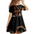 Brown Hafa Adai Guam Family Matching Summer Maxi Dress and Hawaiian Shirt Chamorro Latte Stone Hand With Plumeria