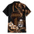Brown Hafa Adai Guam Family Matching Summer Maxi Dress and Hawaiian Shirt Chamorro Latte Stone Hand With Plumeria