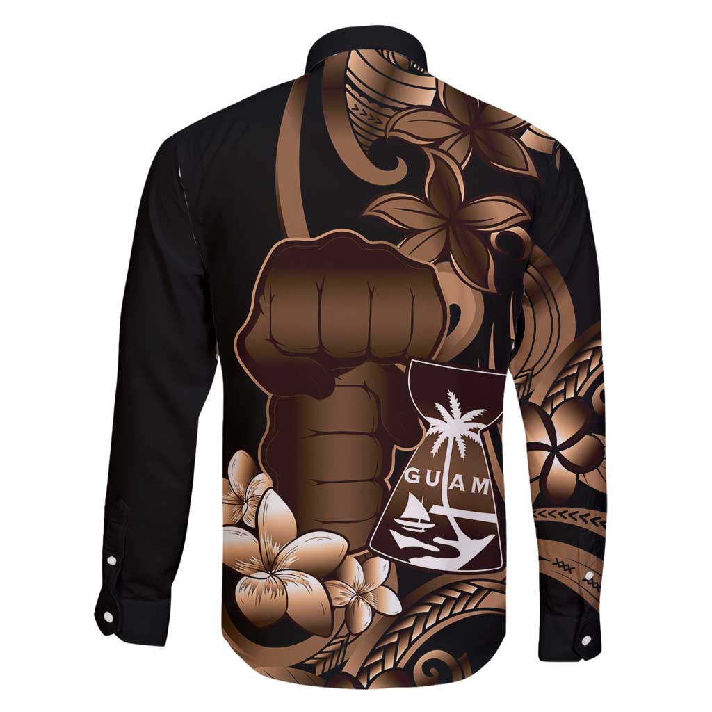 Brown Hafa Adai Guam Family Matching Summer Maxi Dress and Hawaiian Shirt Chamorro Latte Stone Hand With Plumeria