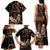 Brown Hafa Adai Guam Family Matching Tank Maxi Dress and Hawaiian Shirt Chamorro Latte Stone Hand With Plumeria