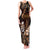 Brown Hafa Adai Guam Family Matching Tank Maxi Dress and Hawaiian Shirt Chamorro Latte Stone Hand With Plumeria