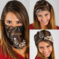 Brown Hafa Adai Guam Neck Gaiter Chamorro Latte Stone Hand With Plumeria - Polynesian Pride