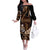 Brown Hafa Adai Guam Off The Shoulder Long Sleeve Dress Chamorro Latte Stone Hand With Plumeria