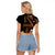 Brown Hafa Adai Guam Raglan Cropped T Shirt Chamorro Latte Stone Hand With Plumeria