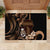 Brown Hafa Adai Guam Rubber Doormat Chamorro Latte Stone Hand With Plumeria