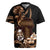 Brown Hafa Adai Guam Rugby Jersey Chamorro Latte Stone Hand With Plumeria