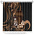 Brown Hafa Adai Guam Shower Curtain Chamorro Latte Stone Hand With Plumeria
