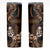 Brown Hafa Adai Guam Skinny Tumbler Chamorro Latte Stone Hand With Plumeria
