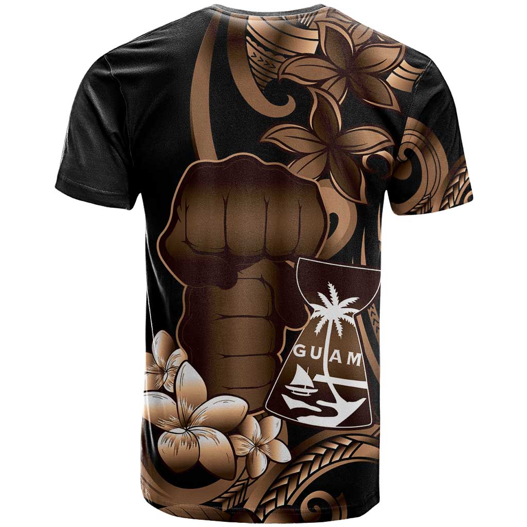 Brown Hafa Adai Guam T Shirt Chamorro Latte Stone Hand With Plumeria