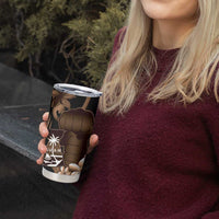 Brown Hafa Adai Guam Tumbler Cup Chamorro Latte Stone Hand With Plumeria