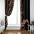 Brown Hafa Adai Guam Window Curtain Chamorro Latte Stone Hand With Plumeria
