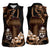 Brown Hafa Adai Guam Women Sleeveless Polo Shirt Chamorro Latte Stone Hand With Plumeria