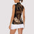 Brown Hafa Adai Guam Women Sleeveless Polo Shirt Chamorro Latte Stone Hand With Plumeria