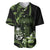 Green Hafa Adai Guam Baseball Jersey Chamorro Latte Stone Hand With Plumeria