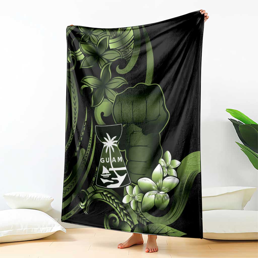 Green Hafa Adai Guam Blanket Chamorro Latte Stone Hand With Plumeria