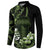 Green Hafa Adai Guam Button Sweatshirt Chamorro Latte Stone Hand With Plumeria
