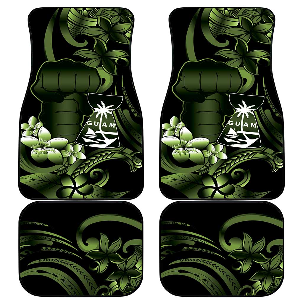 Green Hafa Adai Guam Car Mats Chamorro Latte Stone Hand With Plumeria