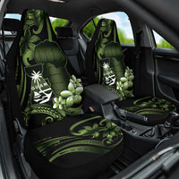 Green Hafa Adai Guam Car Seat Cover Chamorro Latte Stone Hand With Plumeria