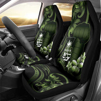 Green Hafa Adai Guam Car Seat Cover Chamorro Latte Stone Hand With Plumeria