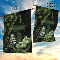 Green Hafa Adai Guam Garden Flag Chamorro Latte Stone Hand With Plumeria