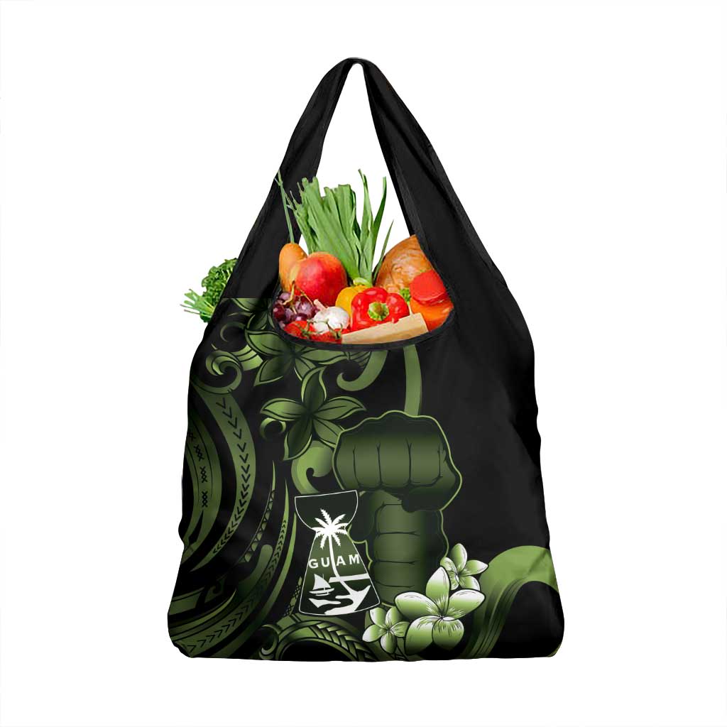 Green Hafa Adai Guam Grocery Bag Chamorro Latte Stone Hand With Plumeria
