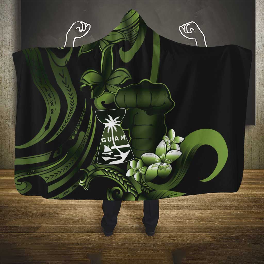 Green Hafa Adai Guam Hooded Blanket Chamorro Latte Stone Hand With Plumeria