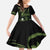 Green Hafa Adai Guam Kid Short Sleeve Dress Chamorro Latte Stone Hand With Plumeria