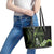 Green Hafa Adai Guam Leather Tote Bag Chamorro Latte Stone Hand With Plumeria